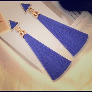 Bold Blue Ladies Statement Drop Dangle Earrings
